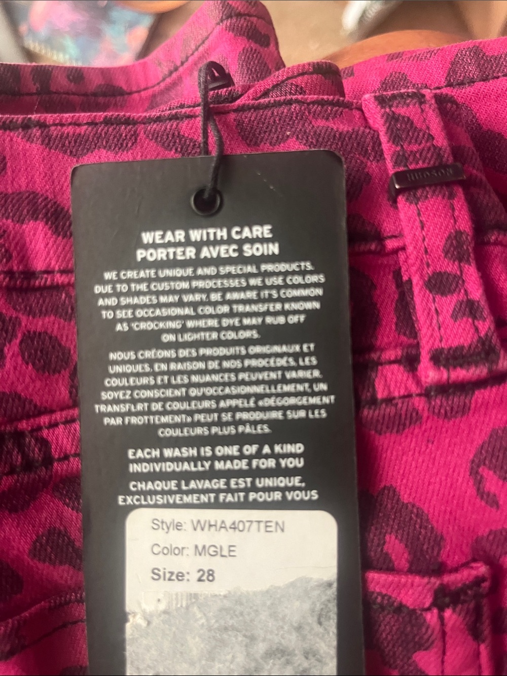 Hudson Jeans Bright Pink and Dark Fuchsia Leopard Print Denim - Picture 10 of 12